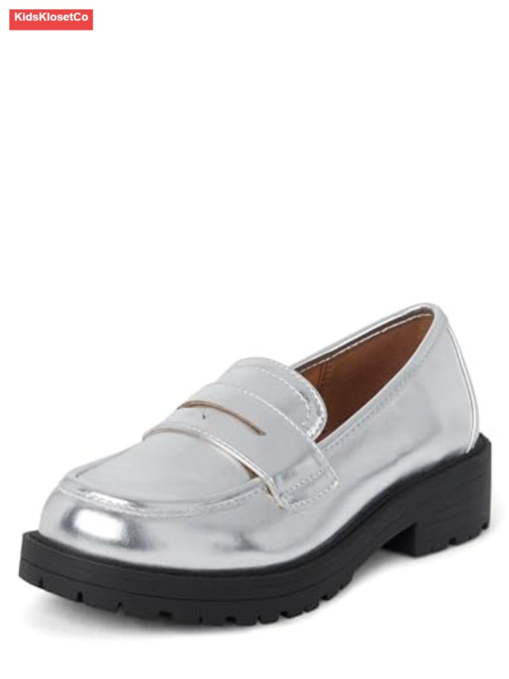 Girls' Faux Leather Slip-On Loafers with Platform